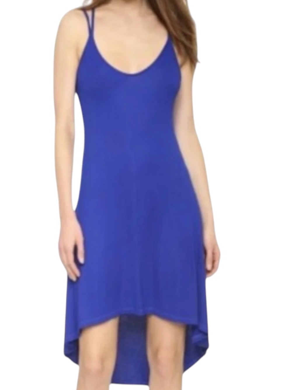 Splendid Cobalt Blue Ribbed High Low Midi Dress Small